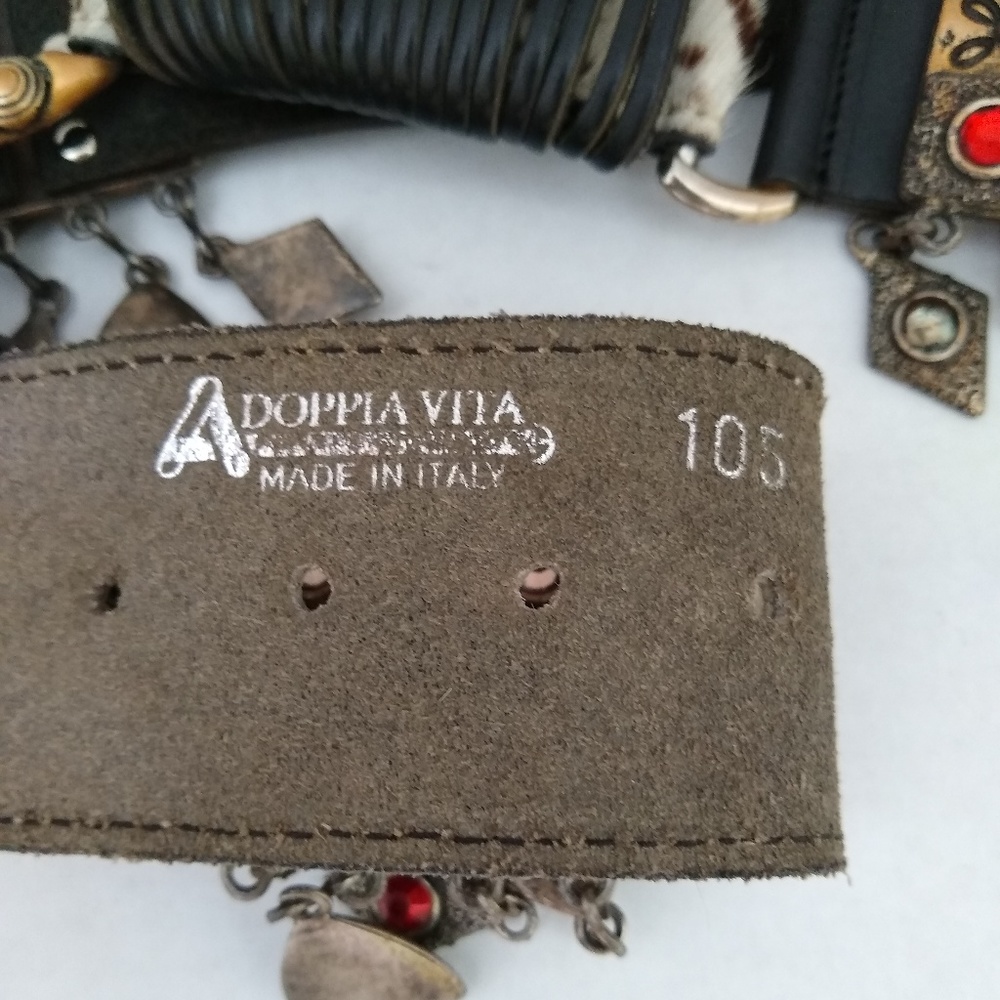 LaDoppia Vita Braided Charm Calf-hair Western Belt - Picture 4 of 8
